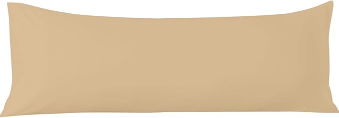 Comfort Beddings Body Pillowcase, 100% Organic Cotton 600 Thread Count Sateen, Soft Cooling Taupe, 1-Pack, Hidden Zipper Closure, Hotel Quality, Fade & Shrink Resistant, 20 x 60 Inches