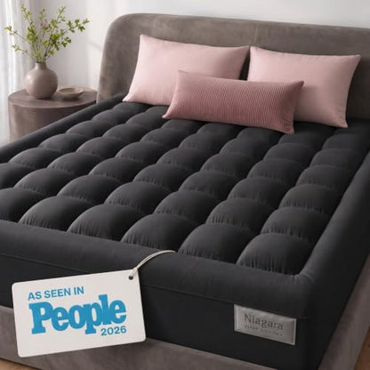 Niagara Sleep Solution 100% Cotton Top King Size Mattress Pad, Pillow Top