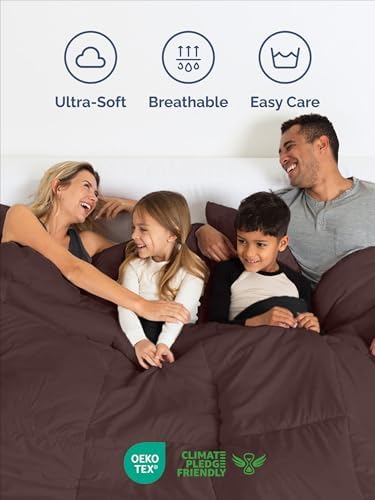 Queen Comforter Set - Brown/Beige Bedding for All Seasons - 3 Piece Bed Set