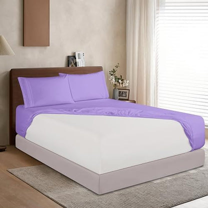 Elegant Comfort 1500 Premium Hotel Quality 18-24 Inches Deep - Extra Deep Pocket Single Fitted Sheet for High Mattress, Luxury and Softest, Smart Pocket - Wrinkle Free, King, Lilac