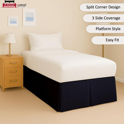 eBeddy Linens Split Corner Dorm Bed Skirt Twin XL – 36 Inch Drop, 100% Microfiber, Extra Long Bed Skirt for College Dorm, Platform Style, Navy Blue Solid, Hidden Storage Solution, Easy Fit