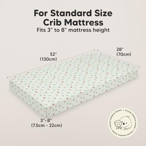 KeaBabies 2pk Organic Cotton Crib Sheets for Boys Girls 52x28, Roarsome