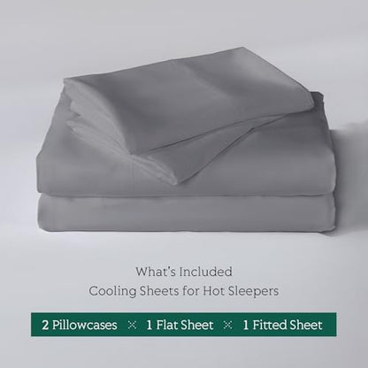 Cooling Sheets Set Cal King Size, Viscose Derived from Bamboo for Hot Sleepers | Deep Pocket Up to 16 Inch | Silky Soft & Breathable Bedding - 4PC (Cal King, Light Grey)