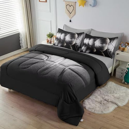 Basketball Comforter Set Full Size for Boys Kids Teens All Season Sports Theme Basketball Bedding Sets Teenage Bed Bedrooom Set 3 Pieces with Pillowcases,