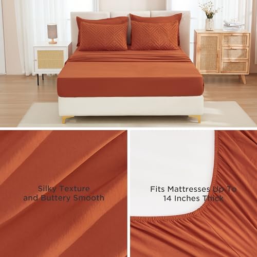 Andency Oversized King Comforter 120x98, Burnt Orange