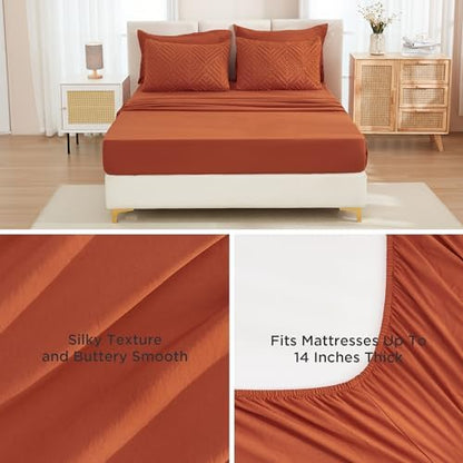 Andency Oversized King Comforter 120x98, Burnt Orange