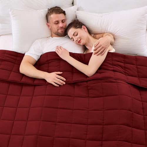 yescool King Size Weighted Blanket for Adults 20lbs, 88” x 104”, Red