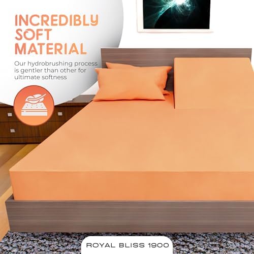 Top Split California King - 4 Piece Bedding -Cal King Split Top Deep Pocket Sheet Set - Split Top California King Sheets Sets for Adjustable Bed - Double Brushed (Peach)