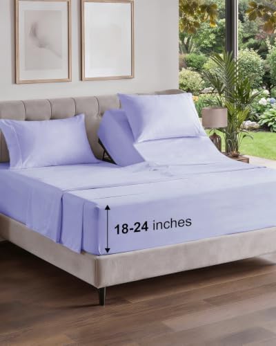 Flex Top Split Head King Sheet Set - 4 Piece Extra Deep Sheets - Lavender