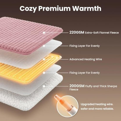 Homemate Electric Heated Heating Blanket Twin Size 62"x84" Flannel Sherpa