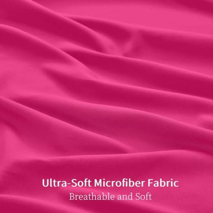 FUANNA Twin Comforter Set 5 Pieces, Hot Pink Bed Set, Soft Bed in a Bag