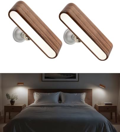 Rechargeable Wall Sconces Set of 2, Reading Light for Bed, Magnetic Lamp