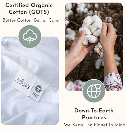 100% Cotton Organic Mattress Protector | Breathable & Noiseless Quilted Organic Mattress Pad with Premium 300GSM Durability | Machine Washable Bed Protector with Deep Pocket (White, Twin)