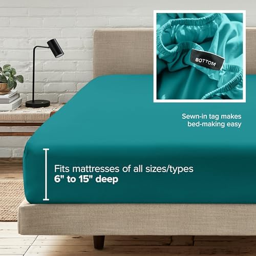 Bare Home Queen Fitted Sheet - 1800 Ultra-Soft (Queen, Emerald)