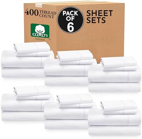 California Design Den 6-Pack 100% Cotton Queen Bed Sheets Deep Pocket Set