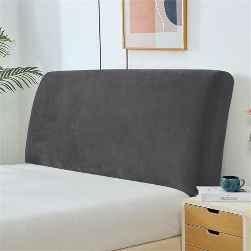 Stretch Headboard Slipcover, Elastic Bed Protector for Bedroom Decor, Full Coverage, Dark Gray (79"x27" / 200x70 cm Size)