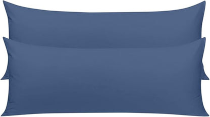 YIYEA Body Pillow Cover Set of 2, Ultra Soft 1800TC Hotel Quality Double Brushed Microfiber Body Pillow Pillowcases, Envelope Closure, Fade Resistant (20"x54", Denim)