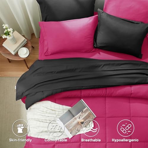 Anluoer Full Size Comforter Sets, 7 Piece Bed in a Bag Full Bedding Sets