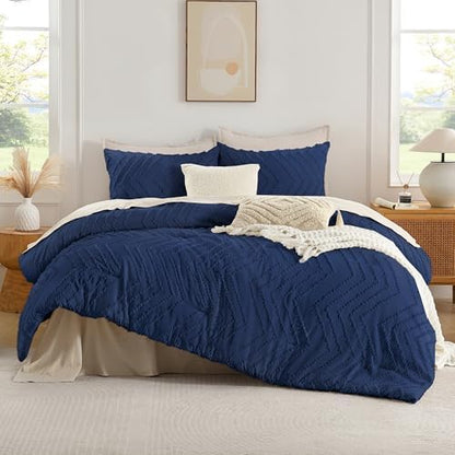 Andency Navy Blue Oversized King Comforter Set 120x98 Extra Large