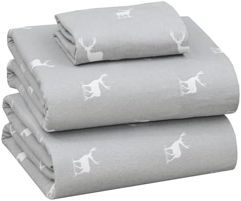 RUVANTI Flannel Sheets Set Twin Size, Celestial Stag