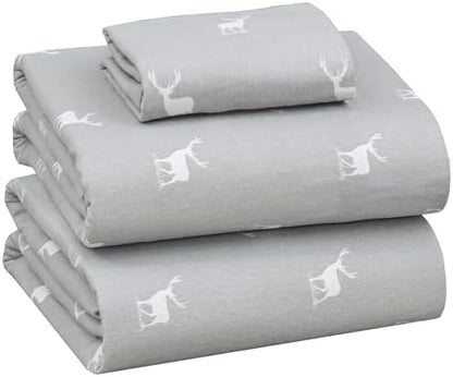RUVANTI Flannel Sheets Set Twin Size, Celestial Stag