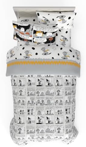 Franco Peanuts Snoopy Halloween Bedding Set, 4 Piece Super Soft Reversible Comforter and Sheet Set, Twin, (100% Officially Licensed Product) Collectibles