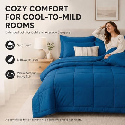 CozyLux Queen Comforter Set Teal - 7 Pieces Bed in a Bag
