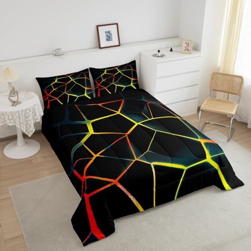 Feelyou Honeycomb Comforter Set Yellow Stereoscopic Honeycomb Comforter for Kids Boys Girls y2k Hexagonal Bedding Set Beehive Hexagon Duvet Set Simplistic Room Decor Quilt Twin Size Boys