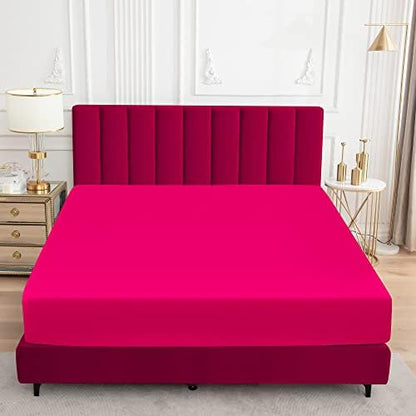 Sufdari King Size Mattress Protector,Waterproof Mattress Cover,18" Deep Pocket Mattress Protector,Dust Proof Bed Protector for Dogs/Cats/Pets/Kids-Deep Pink,King