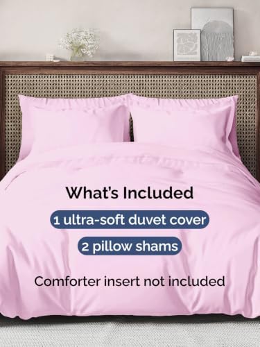 Duvet Cover Full Size - Soft 3 Piece with Zipper Closure - Light Pink