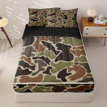 Feelyou Camo Fish Hunting Comforter Set Queen Size Kids Boys Girls