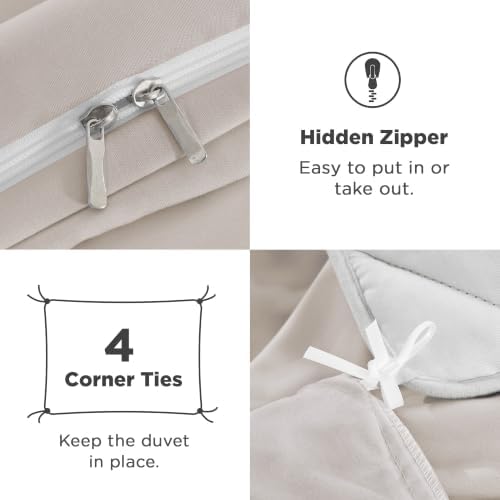 Andency Linen Ruffle Duvet Cover Queen, Shabby Chic Farmhouse Bedding Set