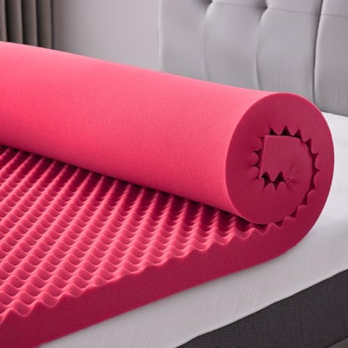 SINWEEK 3 Inch Egg Crate Memory Foam Mattress Topper Twin XL, Twin Extra Long Mattress Pads for College Dorm Room, Pressure Relieve CertiPUR-US Certified, 39x80 Inches, Pink