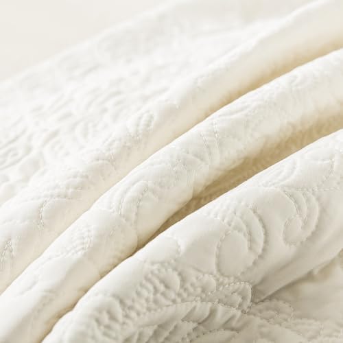 HoneiLife Quilt Sets King Size - Microfiber Bedspreads for King Bed, 3-Piece Lightweight Coverlets, Retro Bedlinen Sets, King Quilt Bedding Set All Season Use-Beige