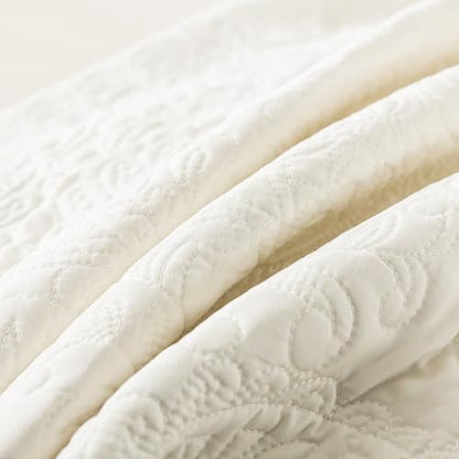 HoneiLife Quilt Sets King Size - Microfiber Bedspreads for King Bed, 3-Piece Lightweight Coverlets, Retro Bedlinen Sets, King Quilt Bedding Set All Season Use-Beige