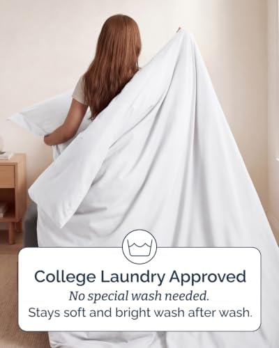 Duvet Cover Twin/Twin XL - 2 Piece Set, College Dorm Room - White