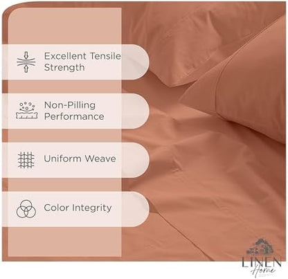 Linen Home 2-Pack King Sheet Set, 100% Cotton Percale Bedding, 8-Piece Value Bundle, Deep Pocket Cooling Bed Sheets for Hot Sleepers, Breathable & Crisp Hotel Quality, Long-Staple Cotton, Tera Clay
