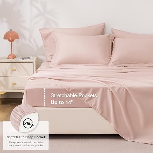 Love's cabin Twin Comforter Set Blush Pink, 5 Pieces Twin Bed in a Bag, All Season Bedding Sets with 1 Comforter, 1 Flat Sheet, 1 Fitted Sheet, 1 Pillowcase and 1 Pillow Sham