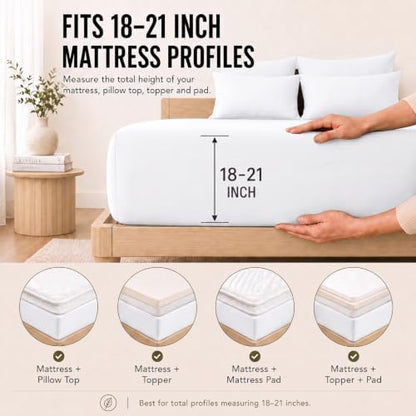 CozyLux Full Sheet Set 6-Piece, 21-Inch Deep Pocket, Soft Brushed Feel