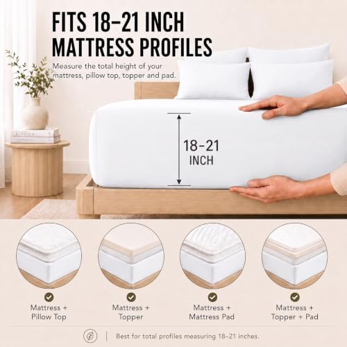 CozyLux King Size Sheets Set 6-Piece, 21-Inch Deep Pocket, Soft Feel