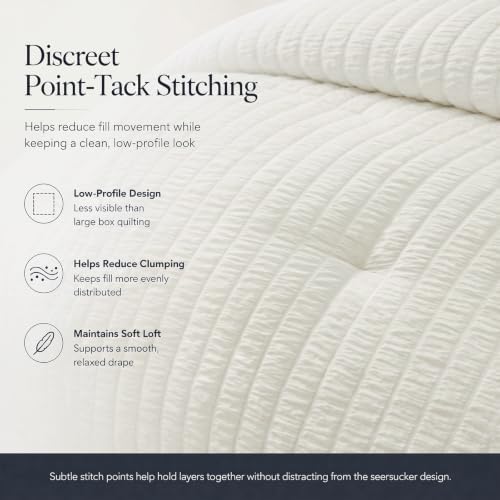 CozyLux Oversized King Comforter Set 120x98 in, 7-Piece Ivory Seersucker