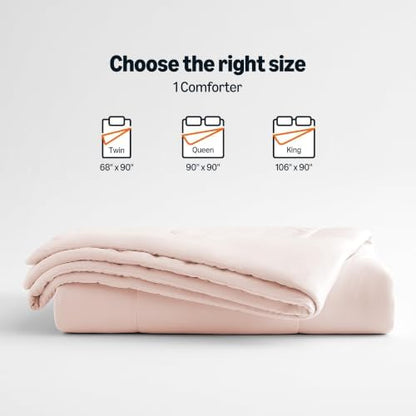 Amazon Basics Cooling Comforter, Temperature Regulating Blanket for Hot Sleepers, Summer & All Season Bedding, Lightweight, 90"x90", Queen, Pink