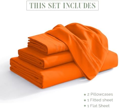 Elegant Comfort Luxury 4-Piece Bed Sheet Set - Luxury Bedding 1500 Premium Hotel Quality Microfiber, Wrinkle Resistant Cool & Breathable, Easy Elastic Fitted, Queen, Persimmon