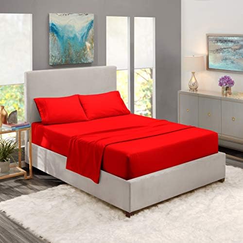 Nestl King Sheet Set - Bed Sheets - Red - 4-Piece Deep Pocket