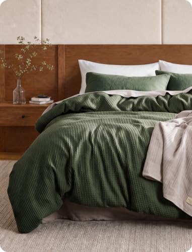 Bedsure PureWoven Cotton Waffle Weave Duvet Cover, King, Duvet Cover Only