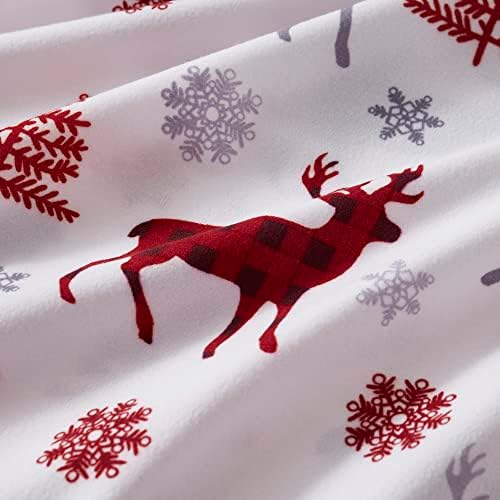Flannel Sheets Warm and Cozy Deep Pocket Breathable All Season Bedding Set with Fitted, Flat and Pillowcases, Twin, Buffalo Deer