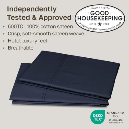 California Design Den 600 TC Set of 2 Pillow Cases Queen, Midnight Blue