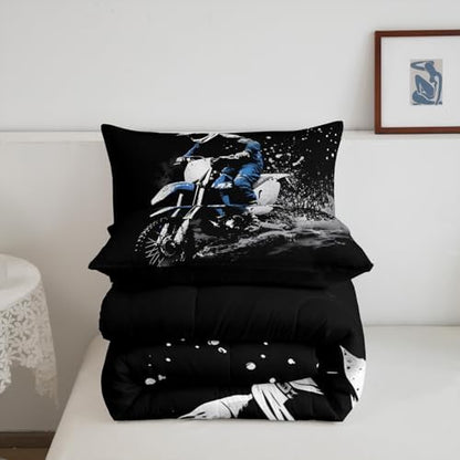 Feelyou Dirt Bike Comforter Set Toddler Size Racing Themed Dirt Bike