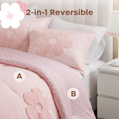 Intelligent Design Kids Pink Floral Queen Comforter Set for Girls, 4pc