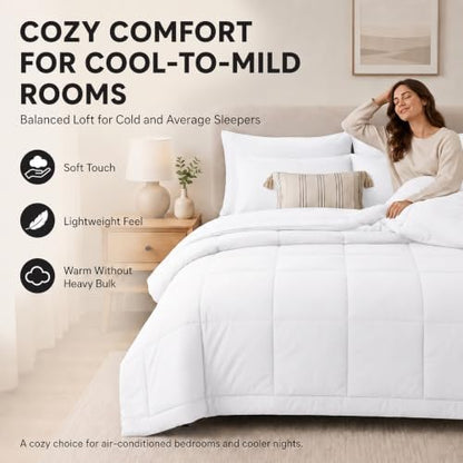 CozyLux King Size Comforter Set White - 7 Pieces Bed in a Bag